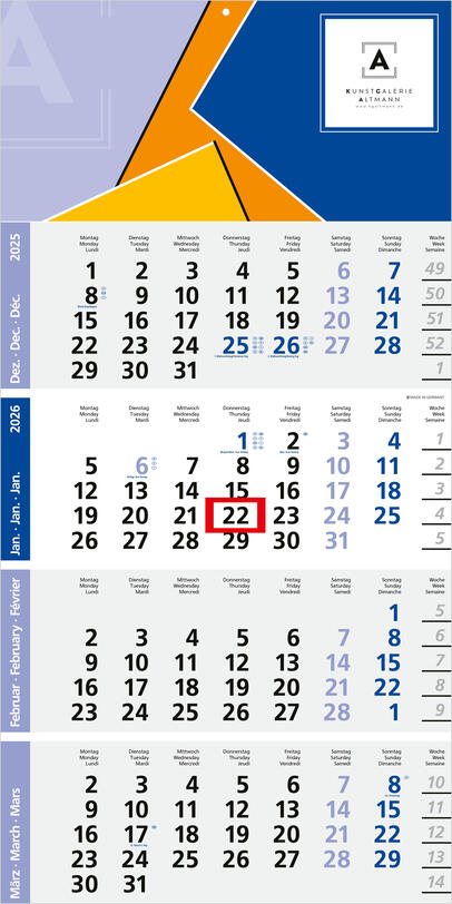 Bürokalender - 4-Monatskalender L4