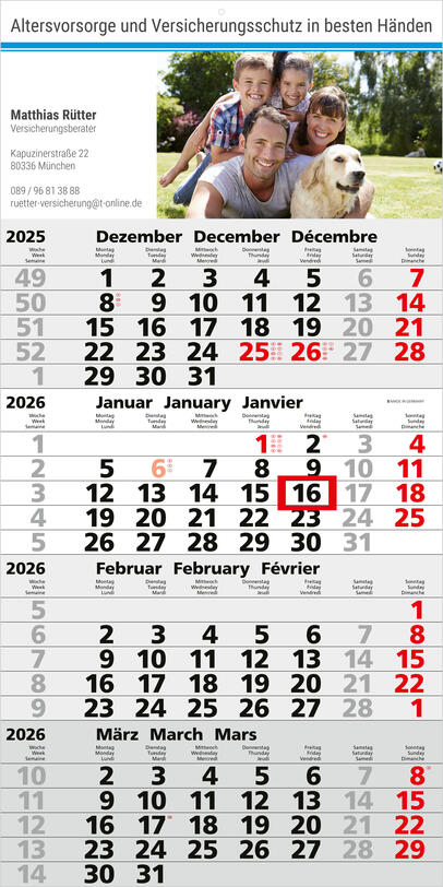 Bürokalender - 4-Monatskalender M4